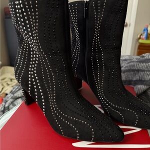 Impo Black Heeled Boots with Studded Design